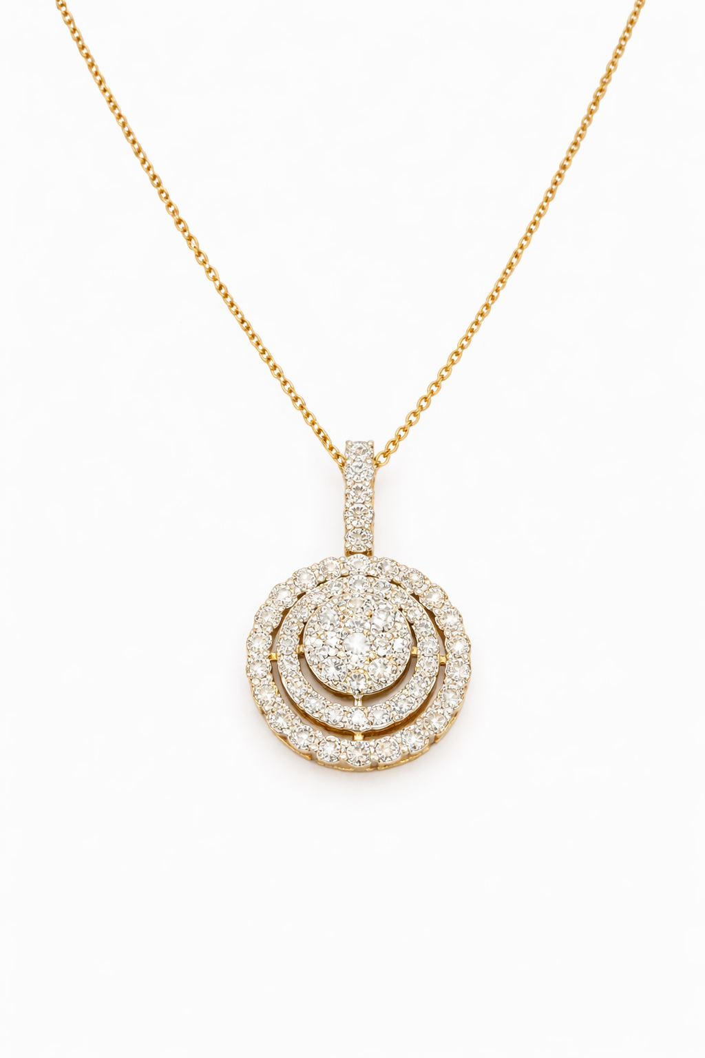 Yellow gold diamond pendant set