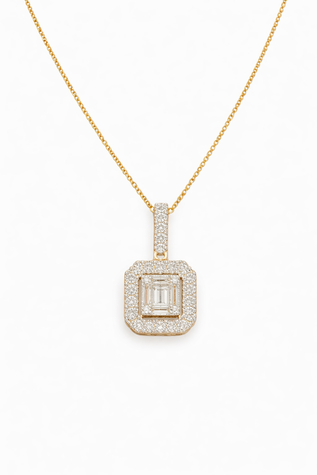 Rose gold diamond pendant set