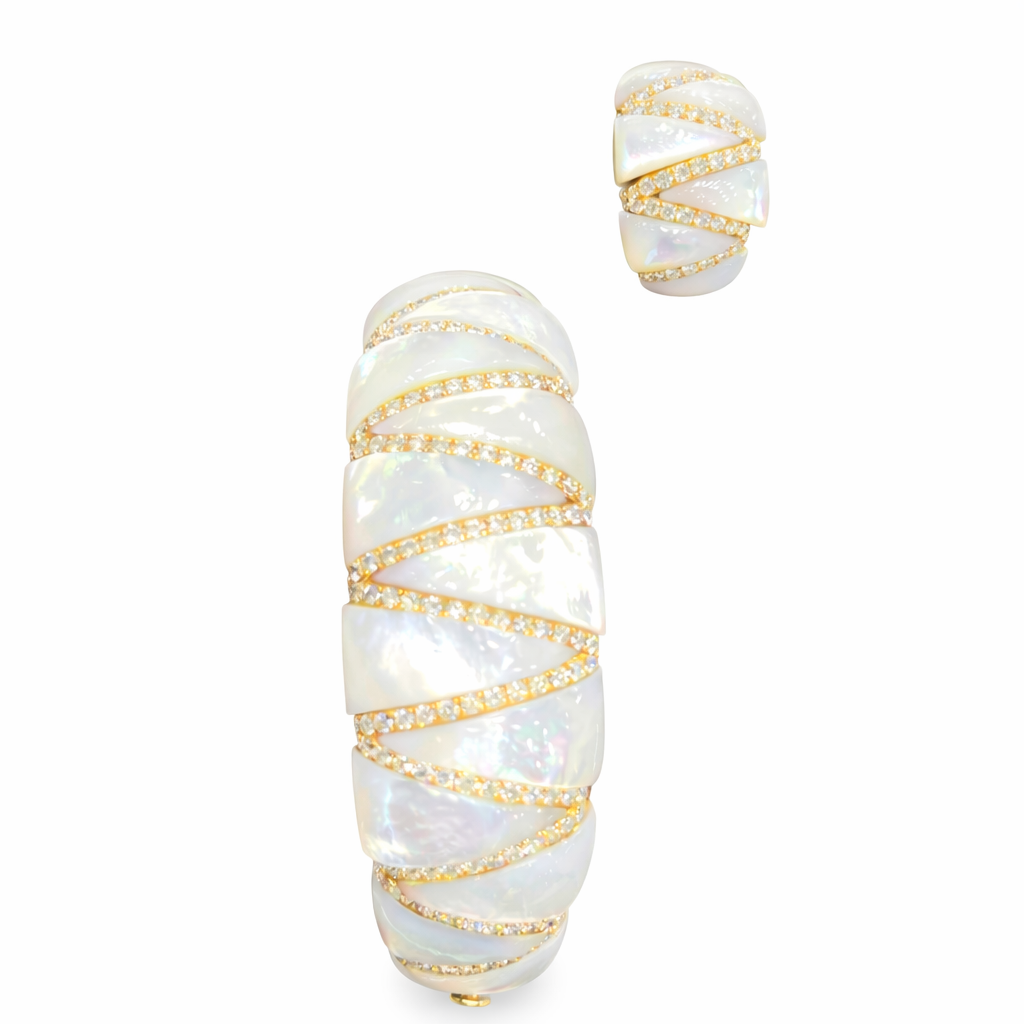 Mother of pearl & diamond Bangle and matching ring